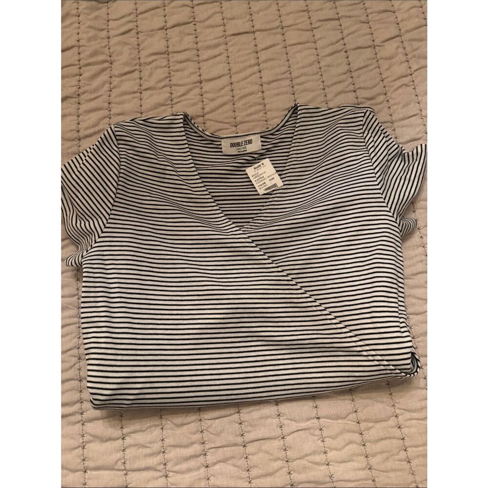 0067 Double Zero Black & White Striped Top
